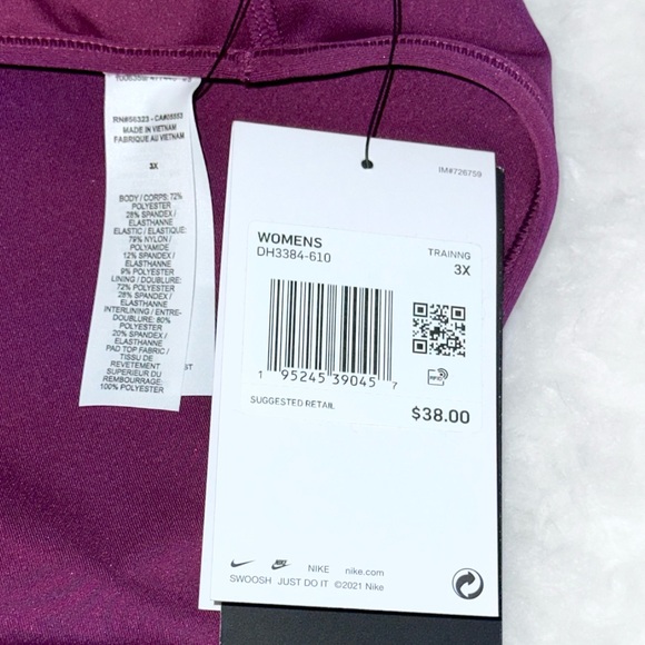 Plus Size Padded Nike Swoosh Sports Bra | Size 3x NWT - Picture 5 of 8